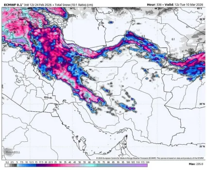 ورود سامانه بارشی جدید بارندگی باران و برف در شمال غرب و سواحل شمالی کشور
