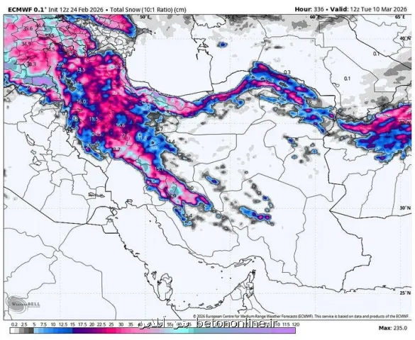 ورود سامانه بارشی جدید بارندگی باران و برف در شمال غرب و سواحل شمالی کشور