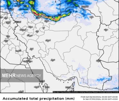 اخطار رگبار بارشهای تابستانی در ۱۰ استان کاهش دمای تهران از پنجشنبه