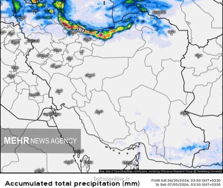 اخطار رگبار بارشهای تابستانی در ۱۰ استان کاهش دمای تهران از پنجشنبه